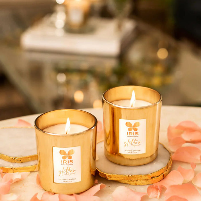 IRIS Celeste Gold Glass Votive – Pack of 2