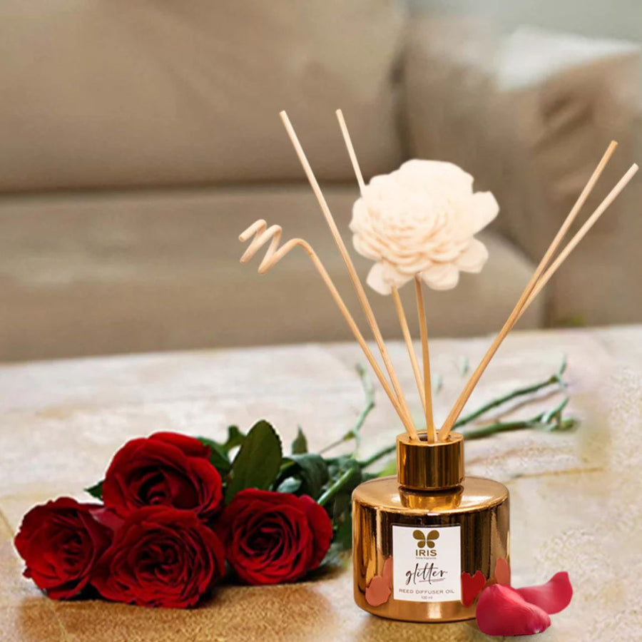 IRIS Glitter Reed Diffuser Set – Gold Musk