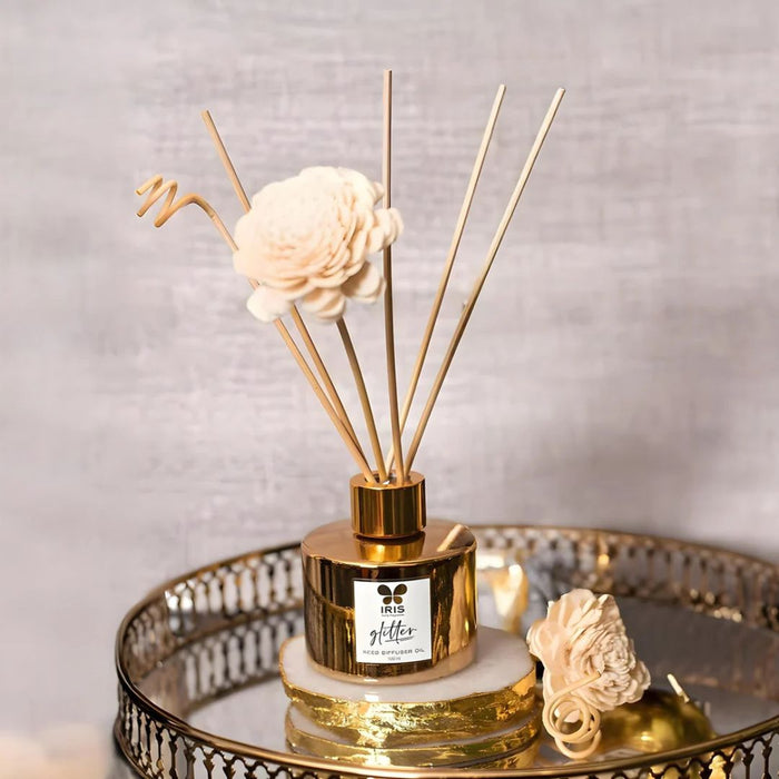 IRIS Glitter Reed Diffuser Set – Gold Musk