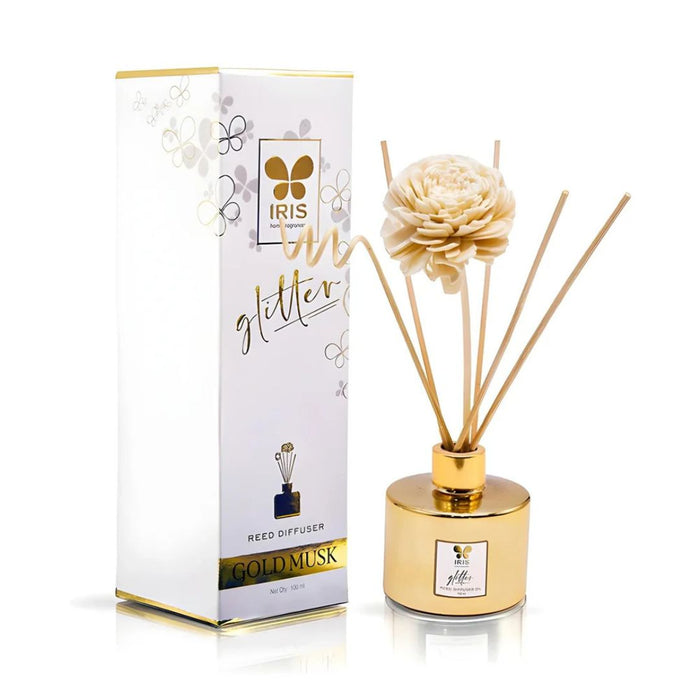 IRIS Glitter Reed Diffuser Set – Gold Musk