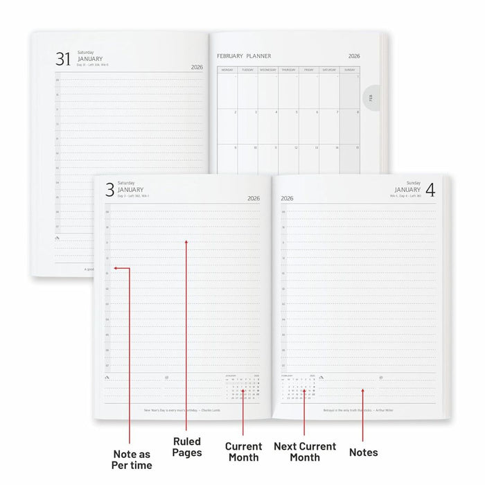 Anupam Fuzen 2026 Diary – Dated A5 Daily Planner