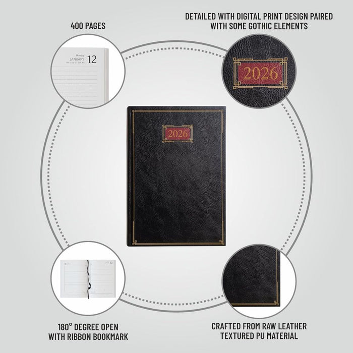 Anupam Goth 2026 Diary – Dated Daily Planner - Black