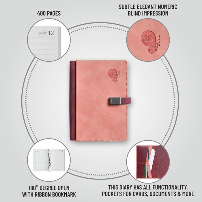 Anupam Fly 2026 Diary – Dated A5 Daily Planner - Pink