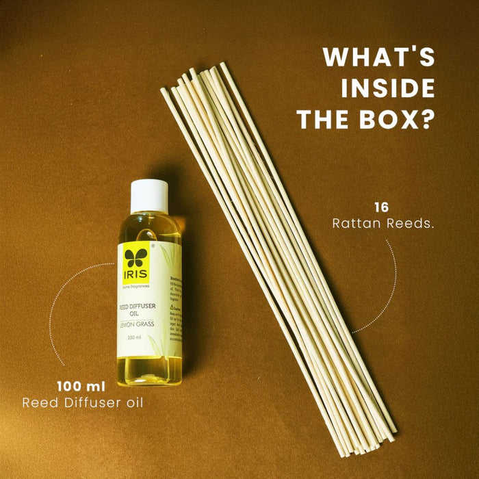 IRIS Lemongrass Reed Diffuser Refill Set - 100ml Oil