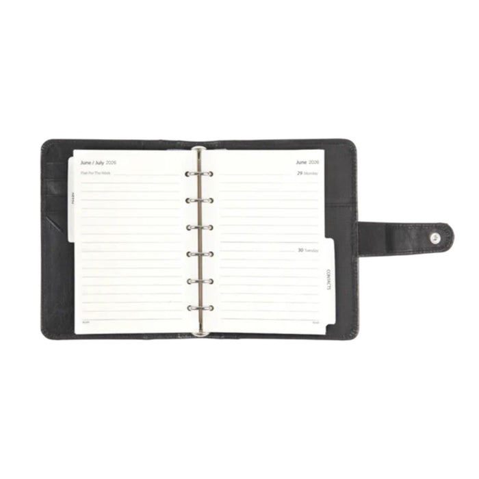 ELAN Leather Personal Planner 2026 – Pocket-Sized Organizer for Home & Travel (Black)