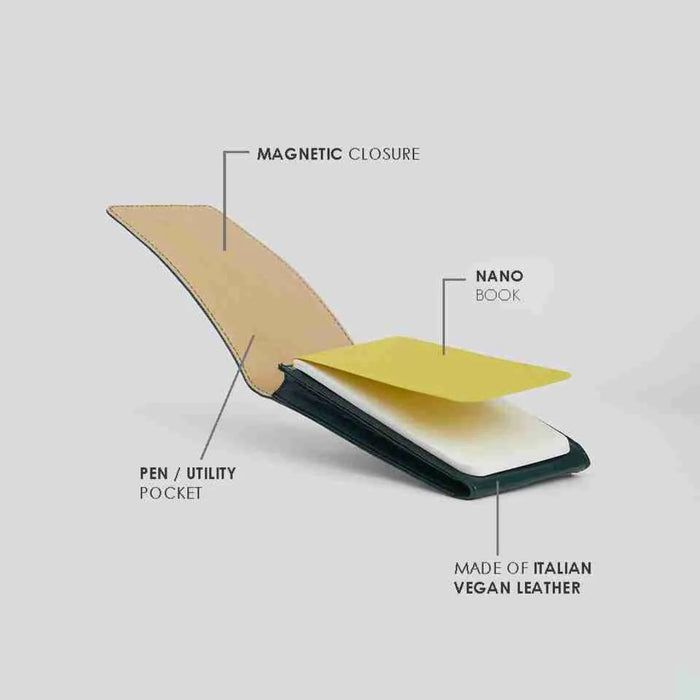 myPAPERCLIP Classic Flippy Journal – Flippy Nano | Italian Vegan Leather | Green