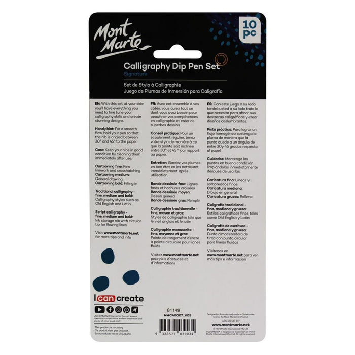 Mont Marte Signature Calligraphy Dip Pen Set – 10pcs