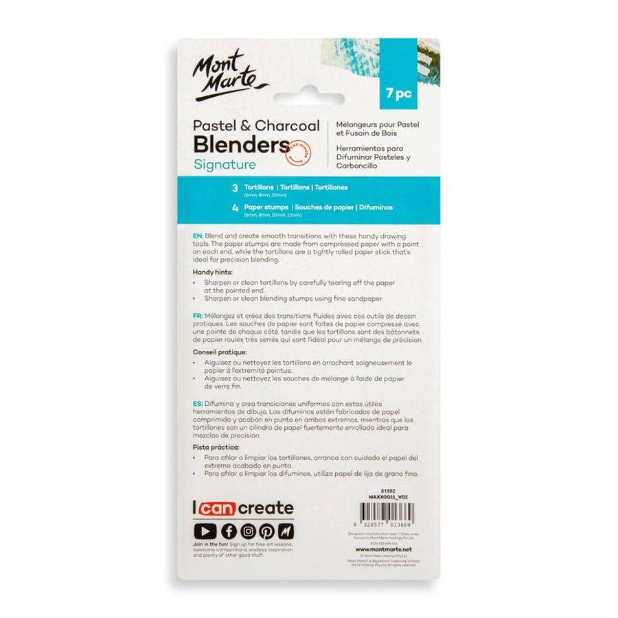Mont Marte Pastel & Charcoal Blenders Signature Set – 7 Pc