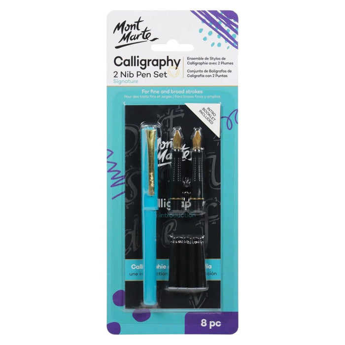 Mont Marte Calligraphy 2 Nib Pen Set – Signature Series (8pcs)