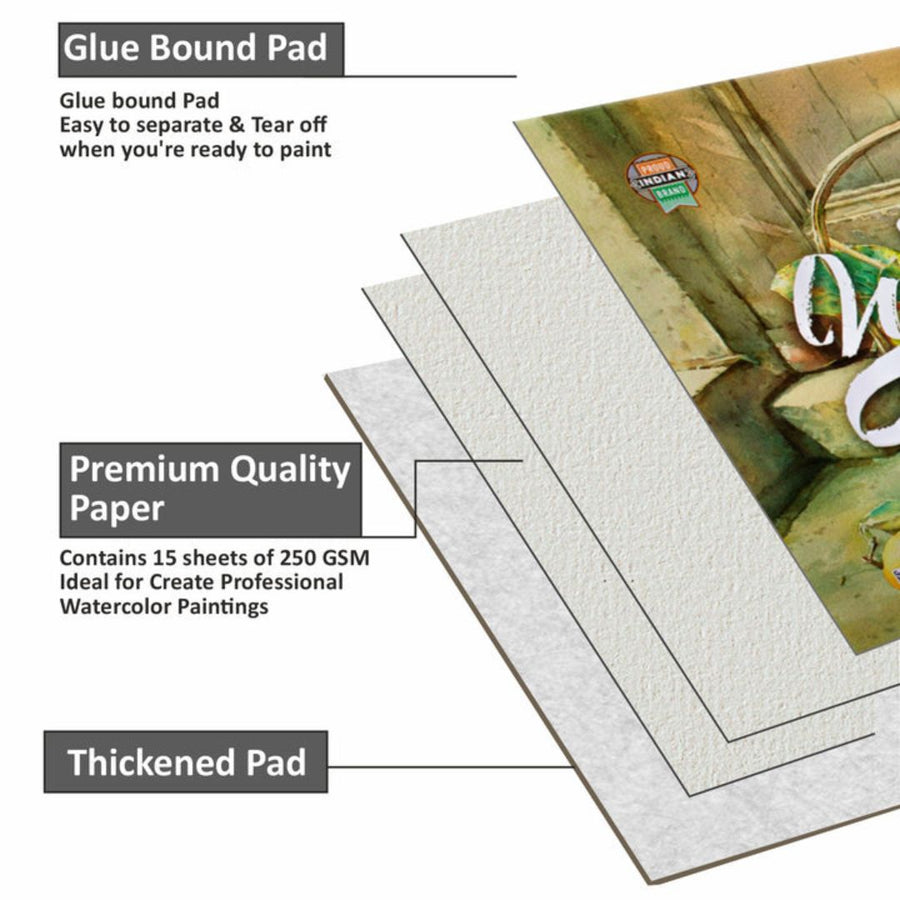 Anupam 100% Cotton Watercolour Paper Pad – A4 | 250 GSM