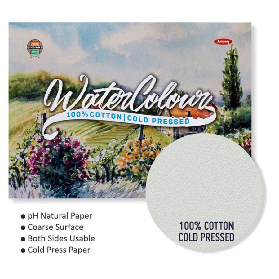 Anupam 100% Cotton Watercolour Paper Pad – A4 | 250 GSM