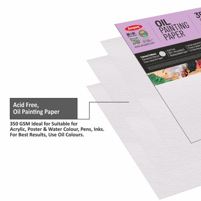Anupam Oil Painting Paper – Canvas Textured, Acid-Free | A3 | 350 GSM