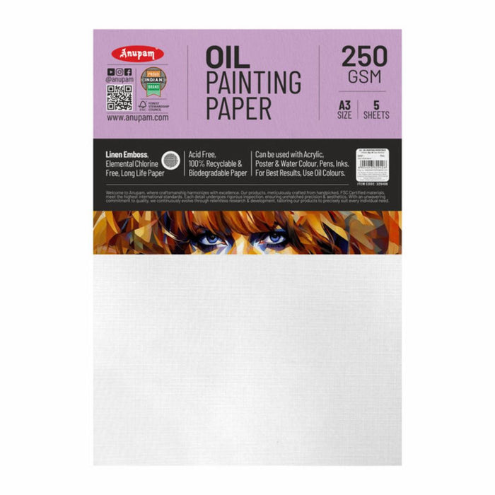 Anupam Oil Paper – Linen Embossed, Acid-Free | A3 | 250 GSM