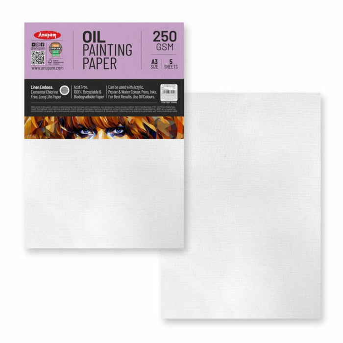 Anupam Oil Paper – Linen Embossed, Acid-Free | A3 | 250 GSM