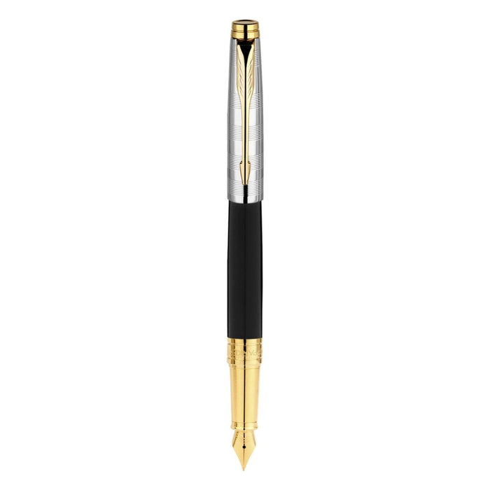 Parker Premium Aster Deluxe Fountain Pen – Black with Chrome Cap