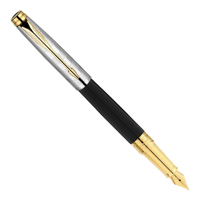 Parker Premium Aster Deluxe Fountain Pen – Black with Chrome Cap