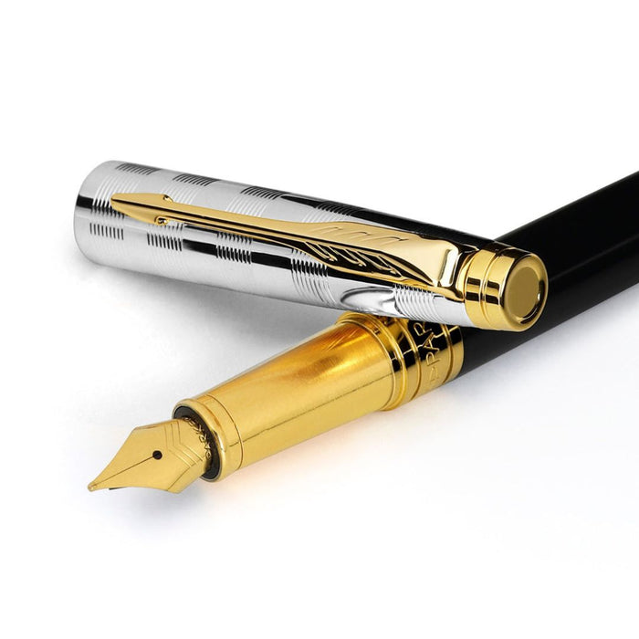 Parker Premium Aster Deluxe Fountain Pen – Black with Chrome Cap