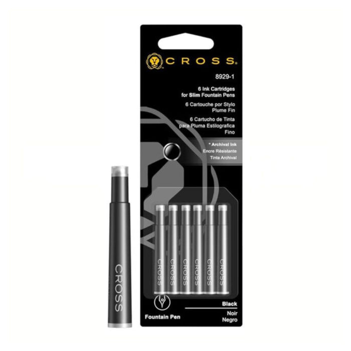 Cross Fountain Pen Ink Cartridges – Black (Model 8929-1) | Pack of 6
