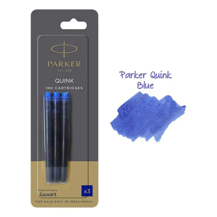 Parker Quink Fountain Pen Ink Cartridges – Blue | Pack of 3