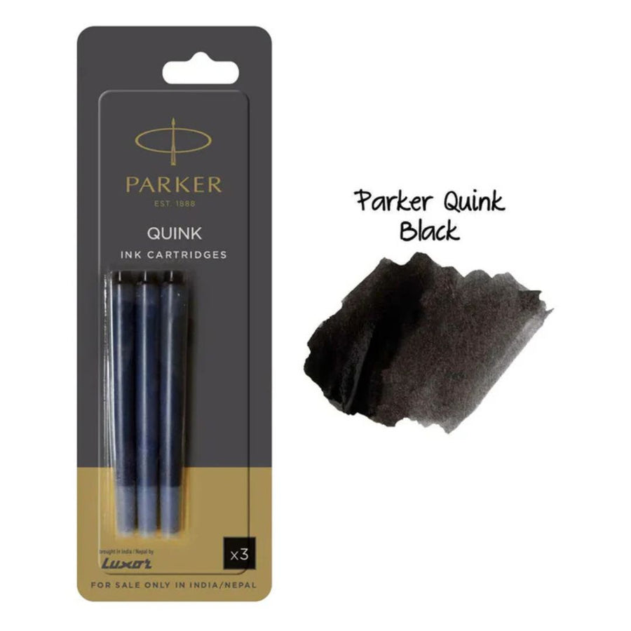 Parker Quink Fountain Pen Ink Cartridges – Black | Pack of 3