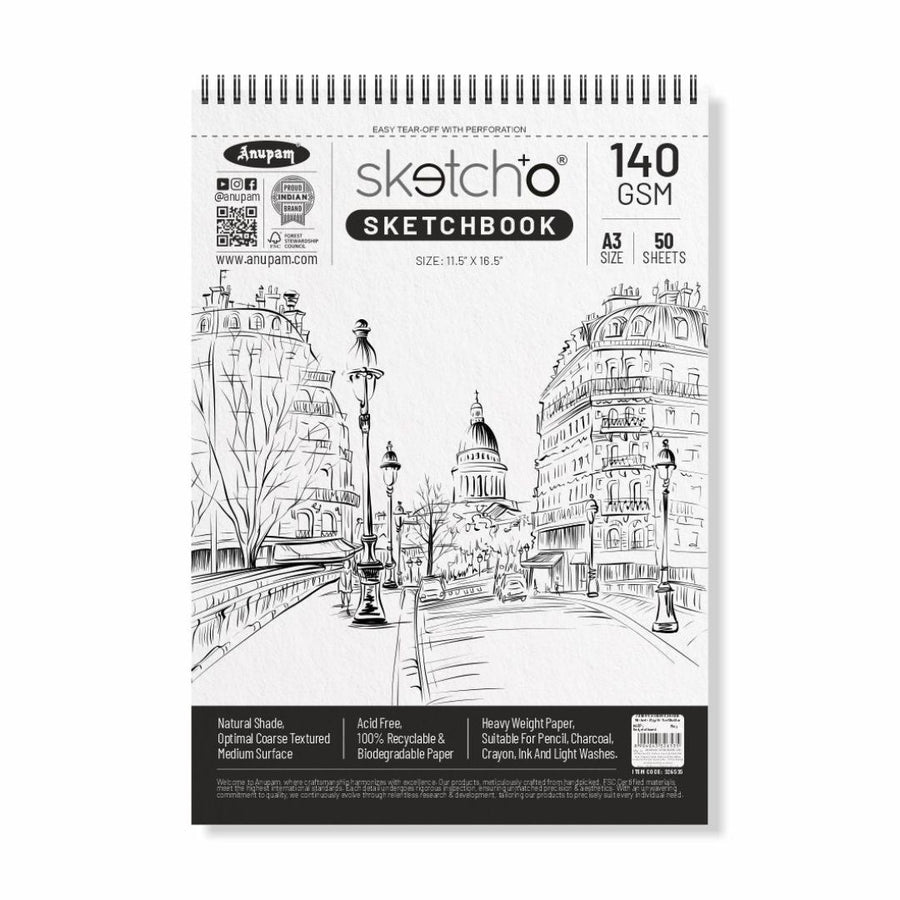Anupam Sketch-O Sketching & Drawing Sketchbook – A3 | 140 GSM Cartridge Paper