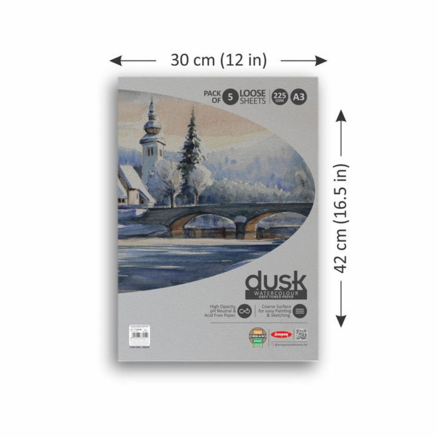 Anupam Dusk Grey Toned Paper – A3 | 225 GSM