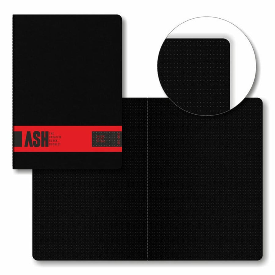 Anupam Ash Booklet Sketchbook – Matte Black Dotted Grid | 180 GSM | A4