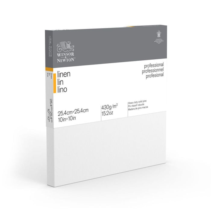 Winsor & Newton Professional White Primed Stretched Linen Canvas – Fine Grain – 25.4 x 25.4 cm (10" x 10")
