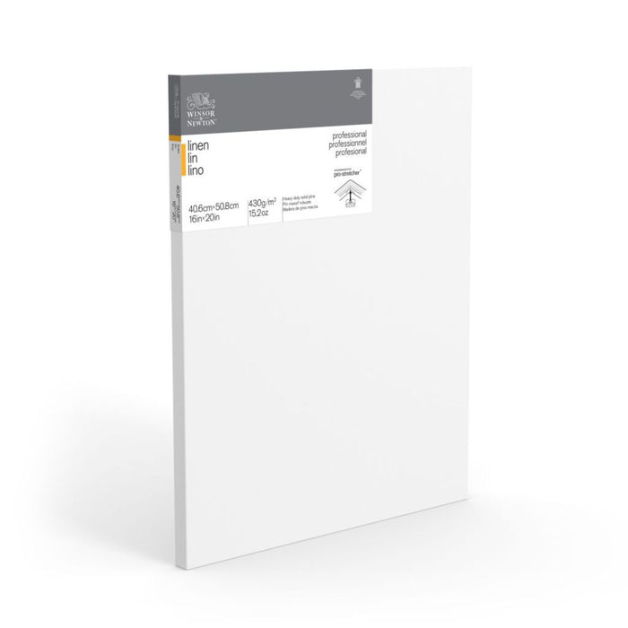 Winsor & Newton Professional White Primed Stretched Linen Canvas – Fine Grain – 40.6 x 50.8 cm (16" x 20")