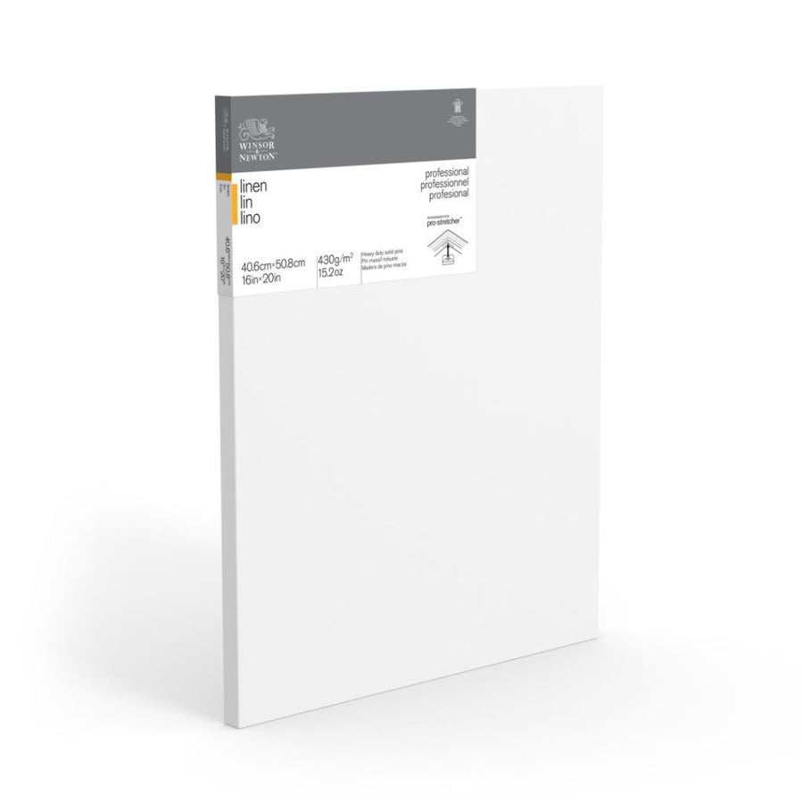 Winsor & Newton Professional White Primed Stretched Linen Canvas – Fine Grain – 40.6 x 50.8 cm (16" x 20")