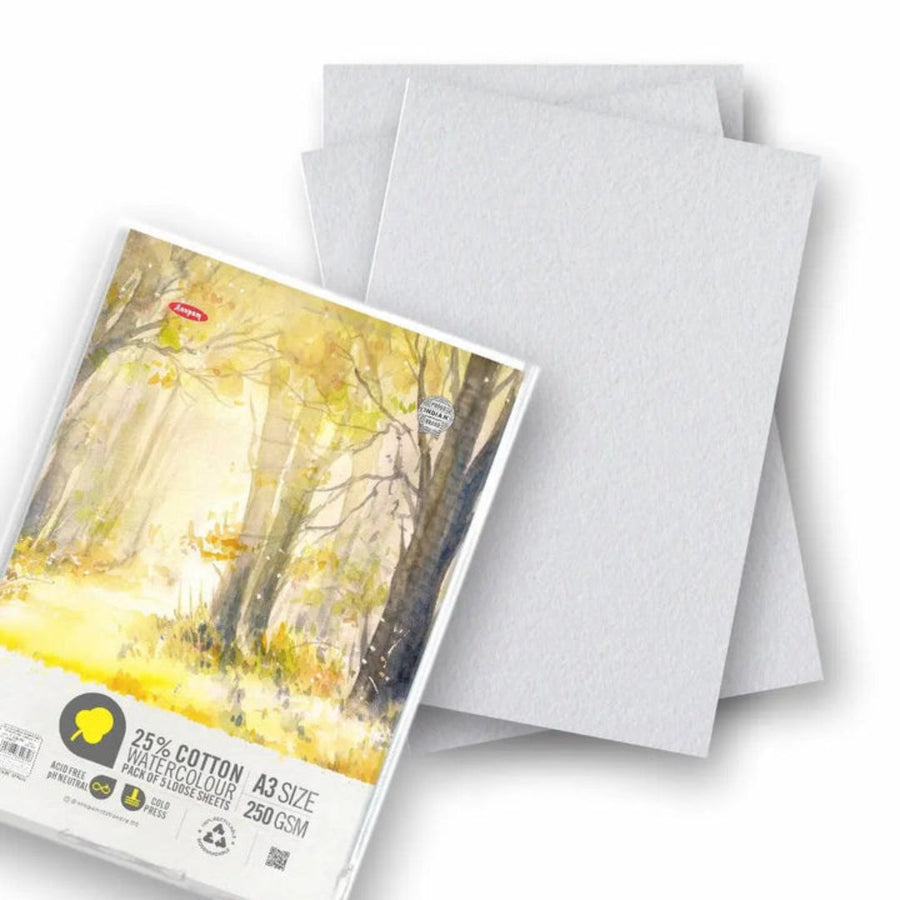 Anupam 25% Cotton Watercolour Paper – 250 GSM (Loose Sheets)