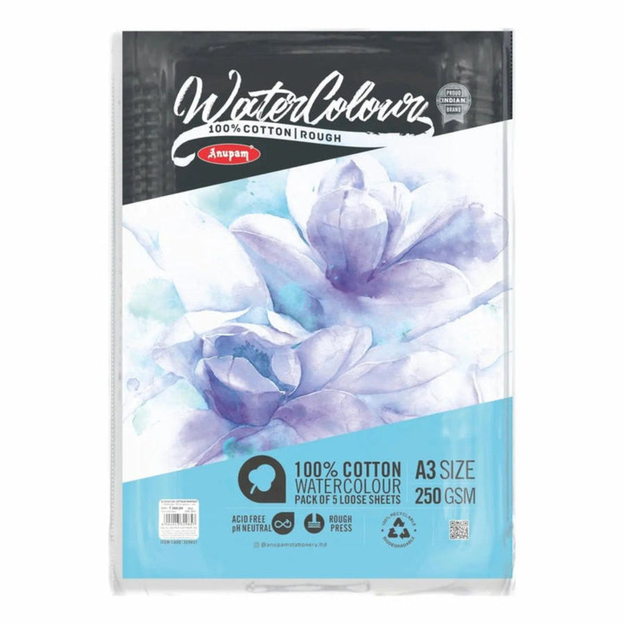 Anupam 100% Cotton Watercolour Paper – Rough Pressed - A3