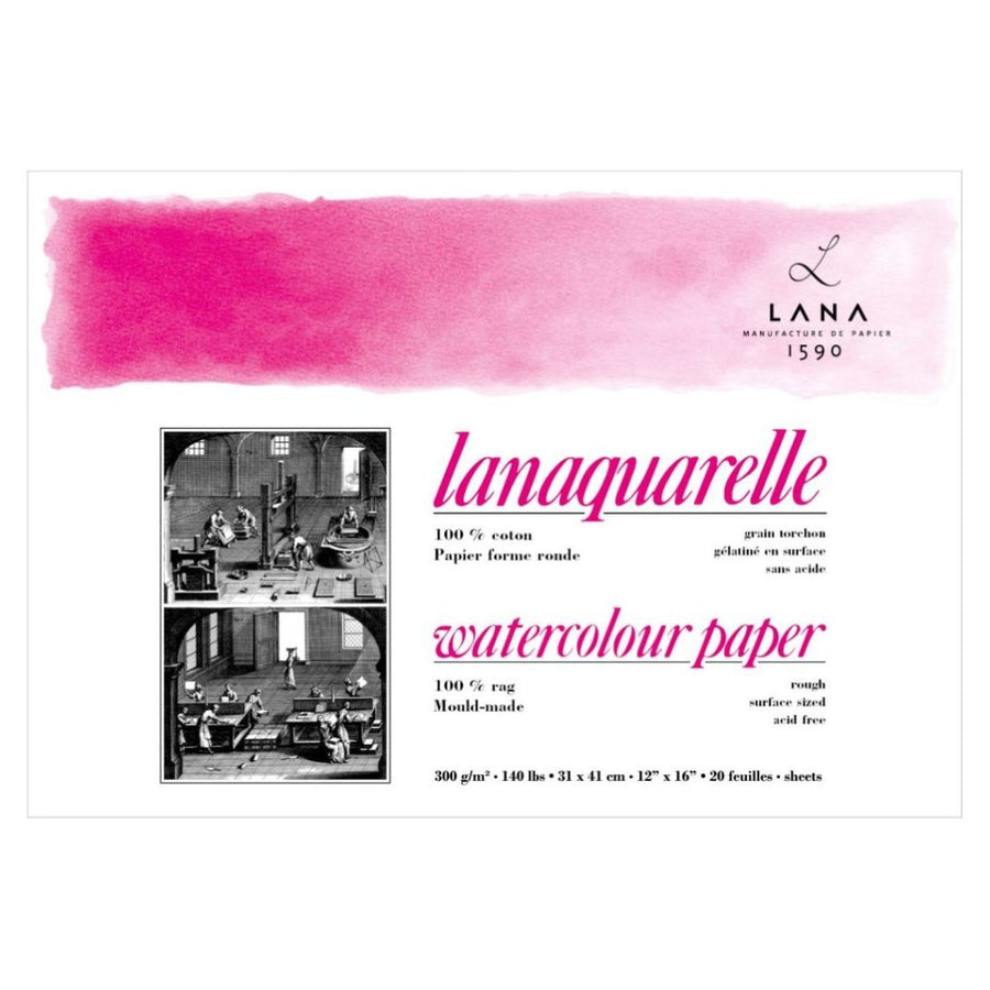 Lana Artists’ Watercolour Paper – Lanaquarelle Rough Grain, 300 GSM (31 × 41 cm)
