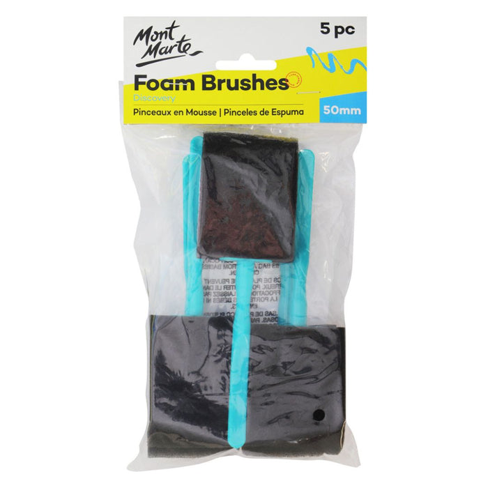 Mont Marte Foam Brushes – Set of 5 (50 mm)