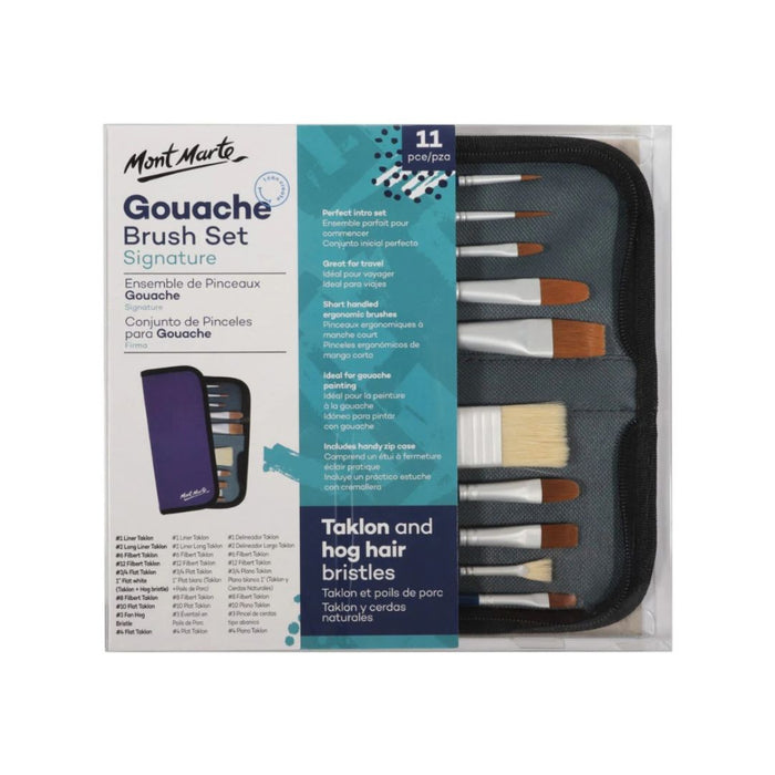 Mont Marte Signature Gouache Brush Set – 11 Piece