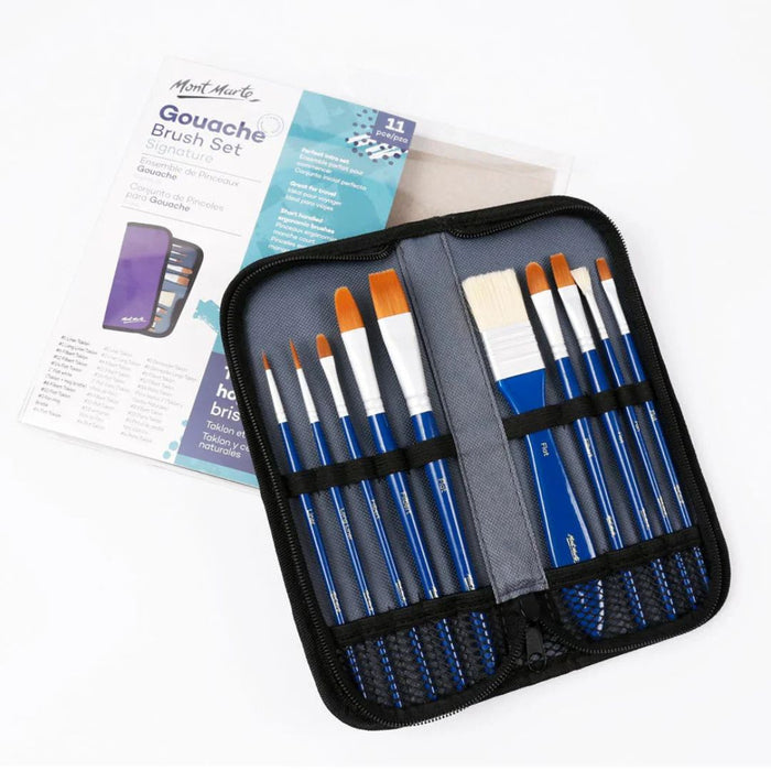 Mont Marte Signature Gouache Brush Set – 11 Piece