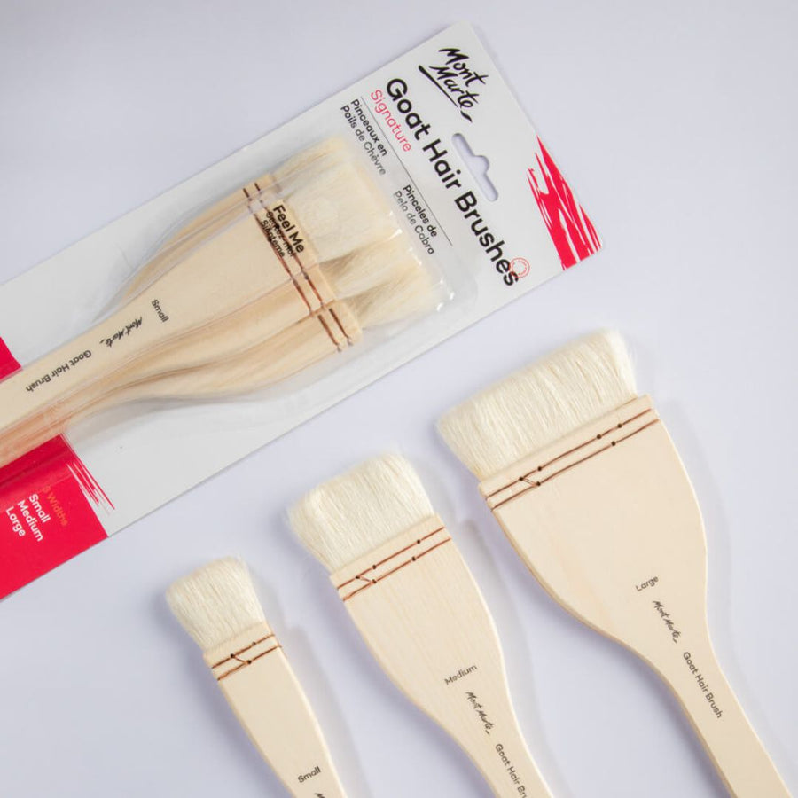 Mont Marte Signature Goat Hair Brushes – 3 Piece Set