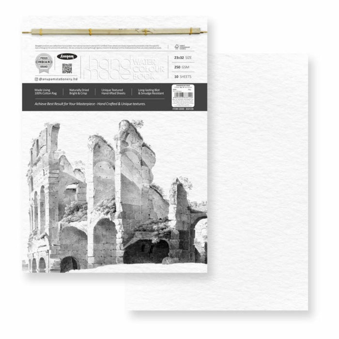 Anupam Handmade Watercolour Book – 100% Cotton Rag | Cold Pressed | 250 GSM | 10 Sheets