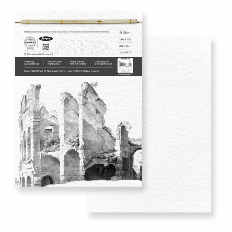 Anupam Handmade Watercolour Book – 100% Cotton Rag | Cold Pressed | 250 GSM | 10 Sheets