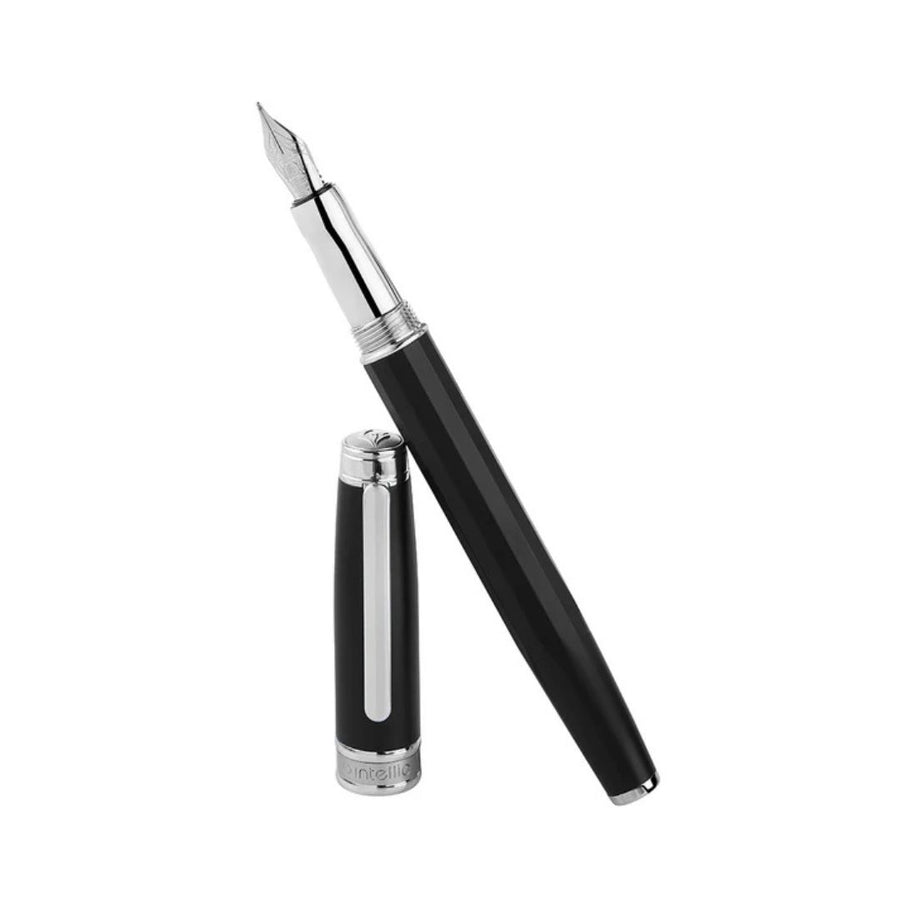Intellio Mystique Black & Chrome Fountain Pen