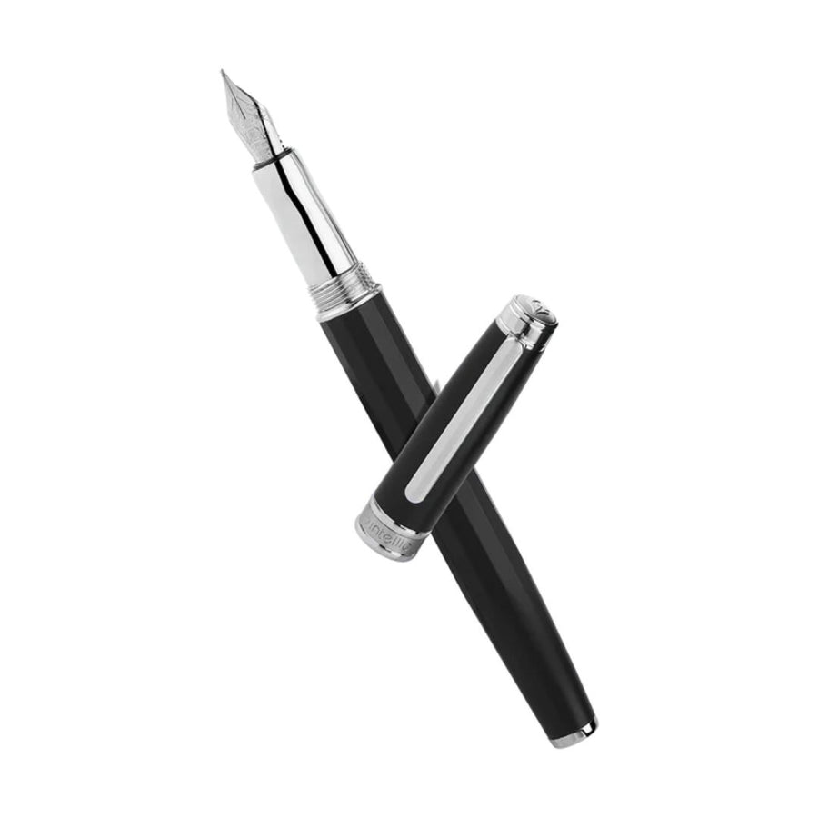 Intellio Mystique Black & Chrome Fountain Pen