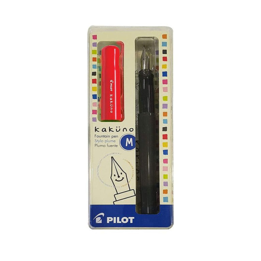 Pilot Kakuno Red Fountain Pen – Medium Nib