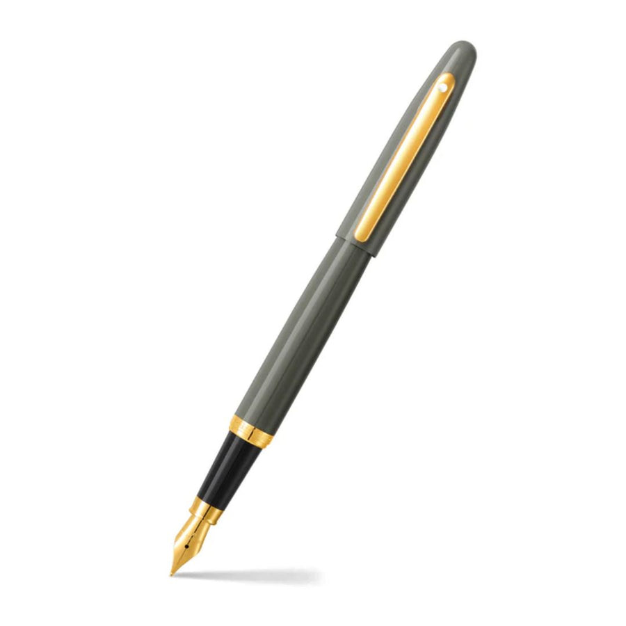 Sheaffer VFM 9427 Glossy Light Gray Fountain Pen with PVD Gold-Tone Trim