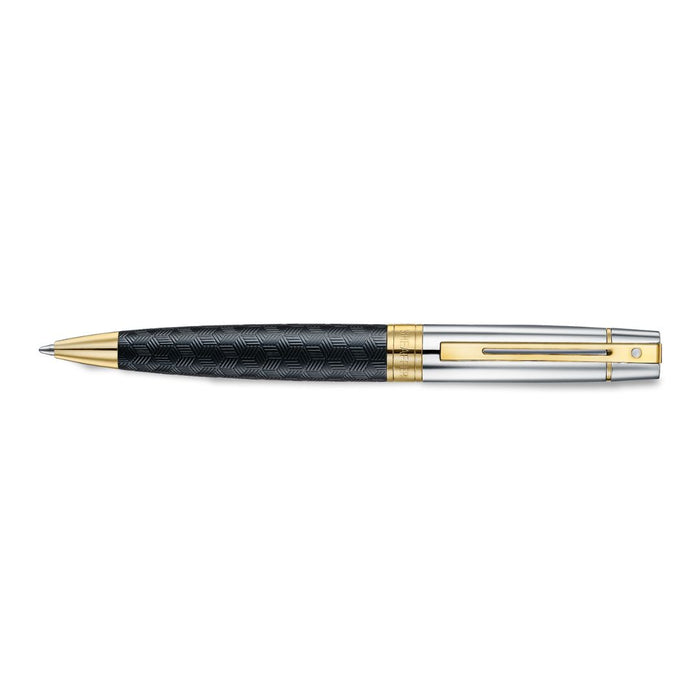Sheaffer 300 9347 Engraved Black Ballpoint Pen with Chrome Cap & Gold Trim