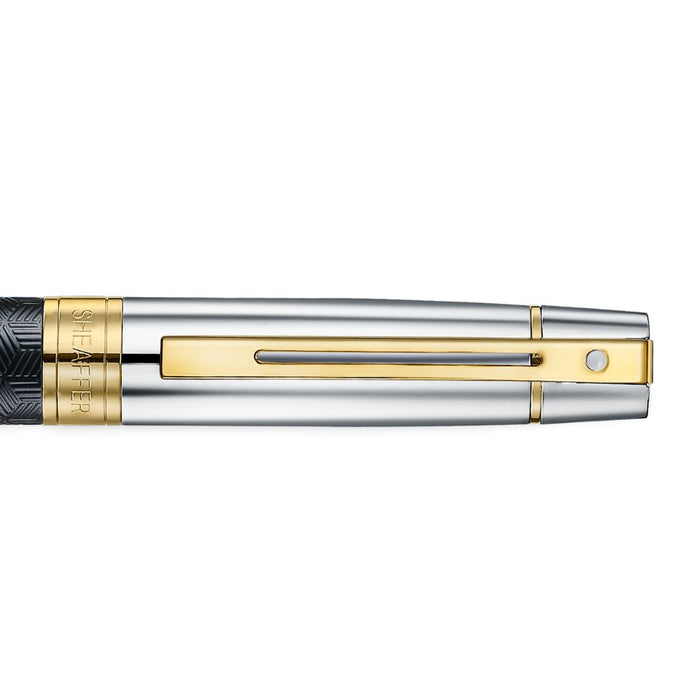 Sheaffer 300 9347 Engraved Black Ballpoint Pen with Chrome Cap & Gold Trim