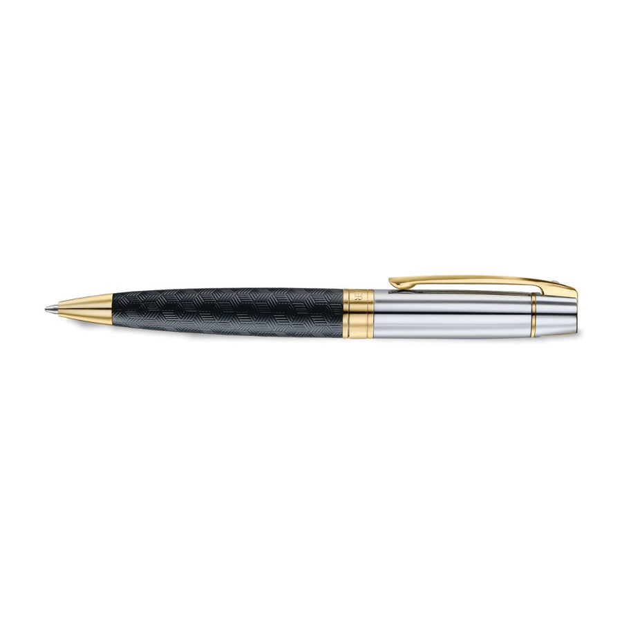 Sheaffer 300 9347 Engraved Black Ballpoint Pen with Chrome Cap & Gold Trim