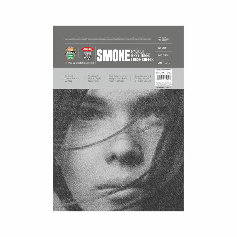 Anupam Cartridge Drawing Paper – Smoke Grey Toned A4