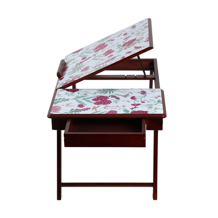 India Circus Grey Floral Galore Wooden Laptop Table with Drawer