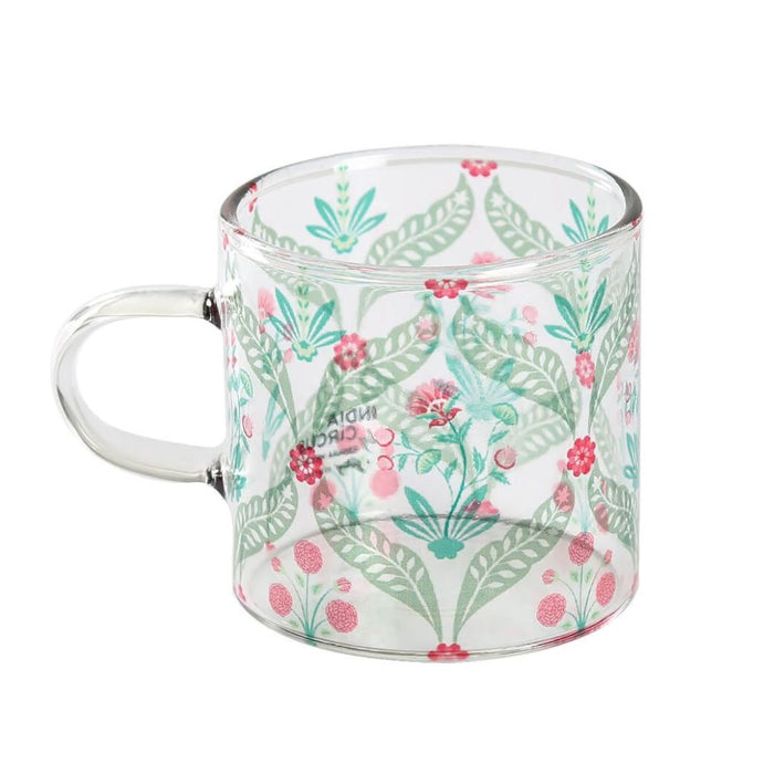 India Circus Blooming Dahlia Borosilicate Glass Espresso Mug Set of 4 (130 ml)