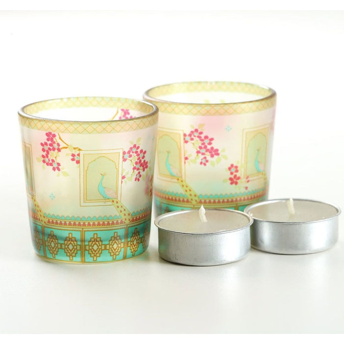 India Circus Tropical Island Living Glass Tea Light Holder Set of 2